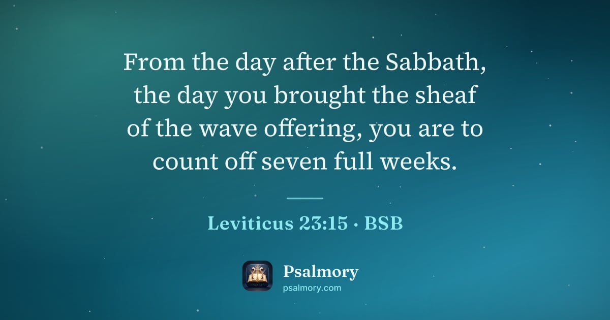 Leviticus 23:15 verse artwork: From the day after the Sabbath, the day you brought the sheaf of the wave offering, you…