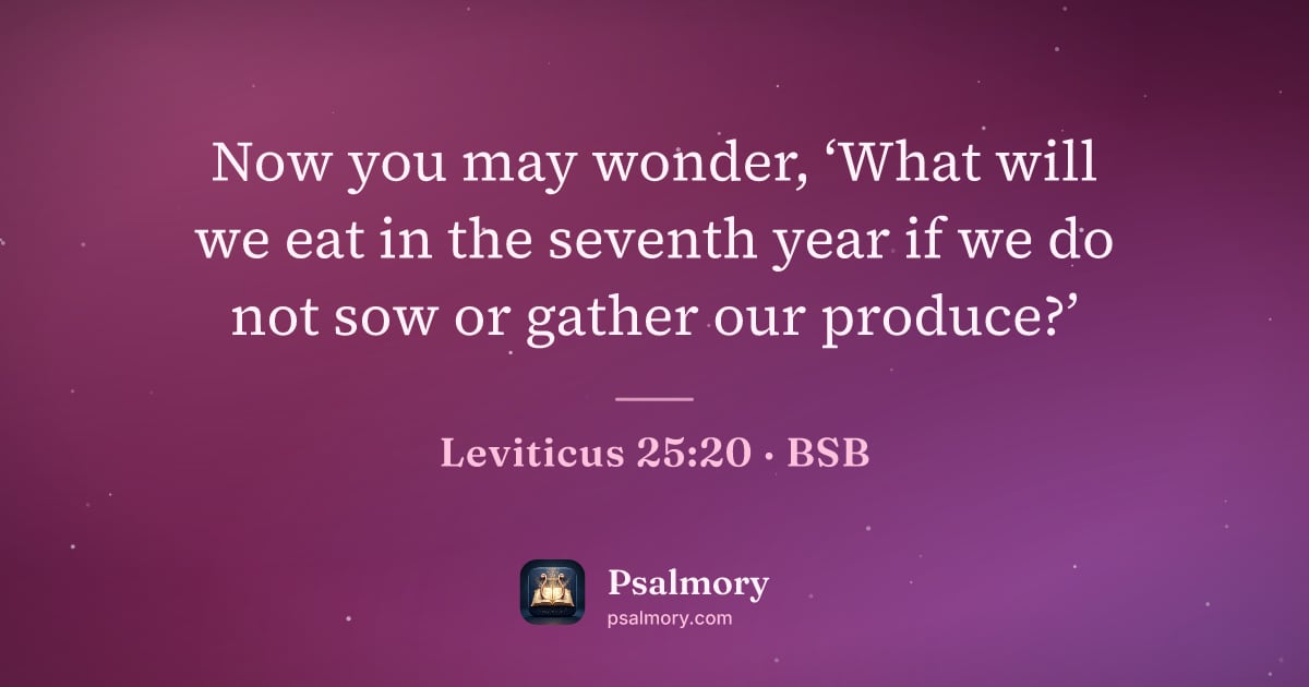 Leviticus 25:20 verse artwork: Now you may wonder, ‘What will we eat in the seventh year if we do not sow or gather our…