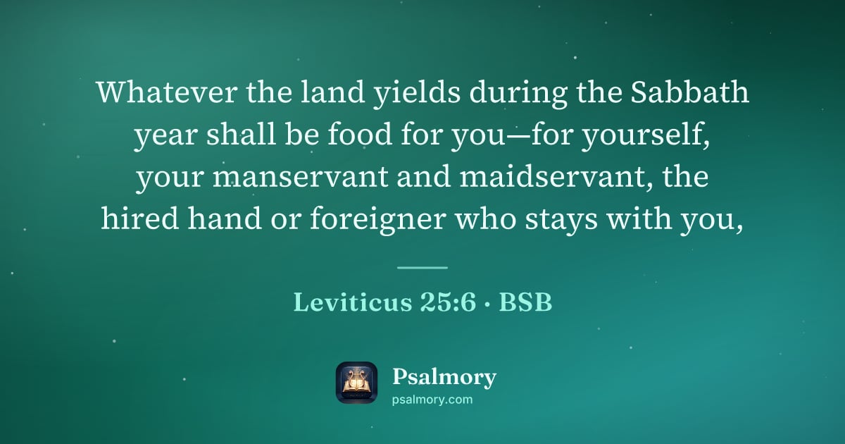 Leviticus 25:6 verse artwork: Whatever the land yields during the Sabbath year shall be food for you—for yourself,…