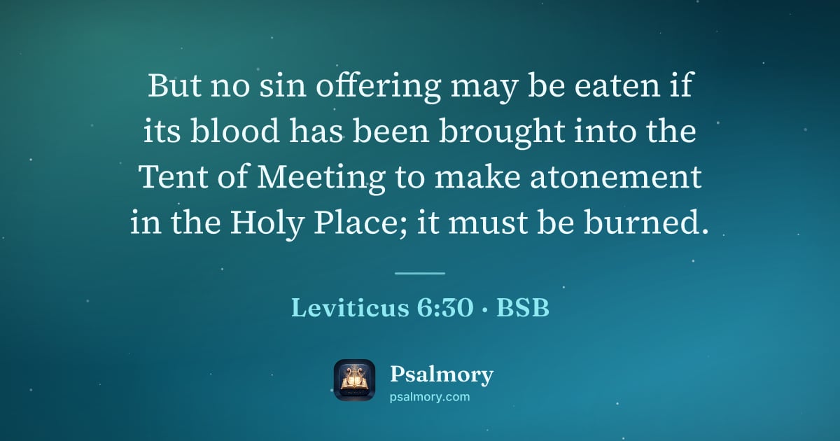 Leviticus 6:30 verse artwork: But no sin offering may be eaten if its blood has been brought into the Tent of Meeting…
