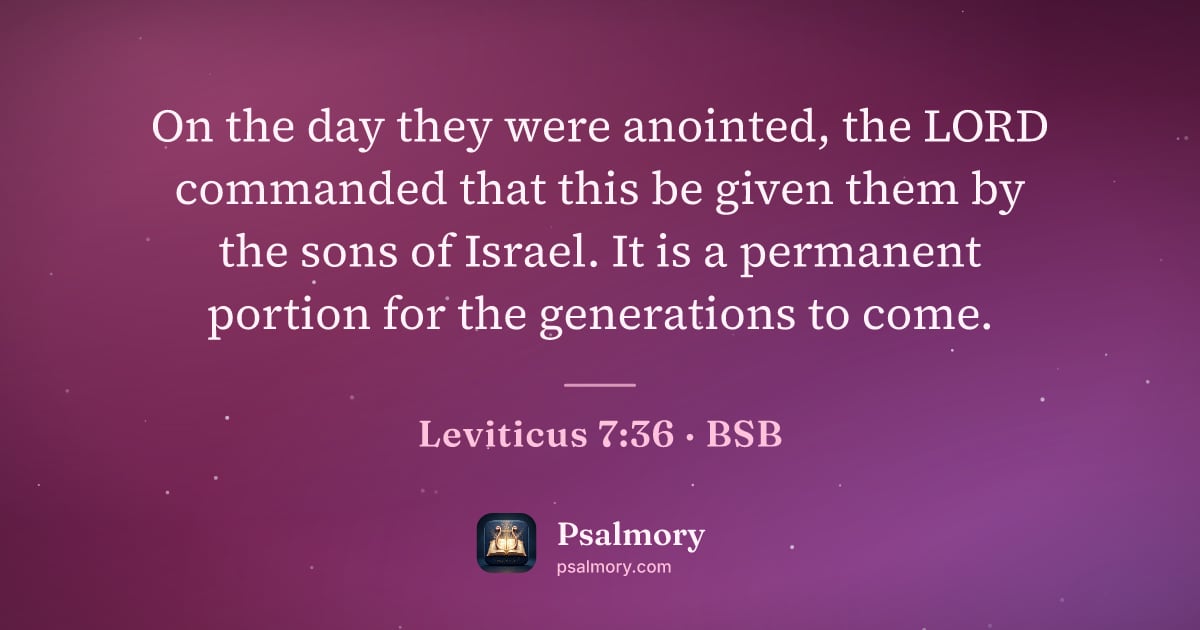 Leviticus 7:36 verse artwork: On the day they were anointed, the LORD commanded that this be given them by the sons of…