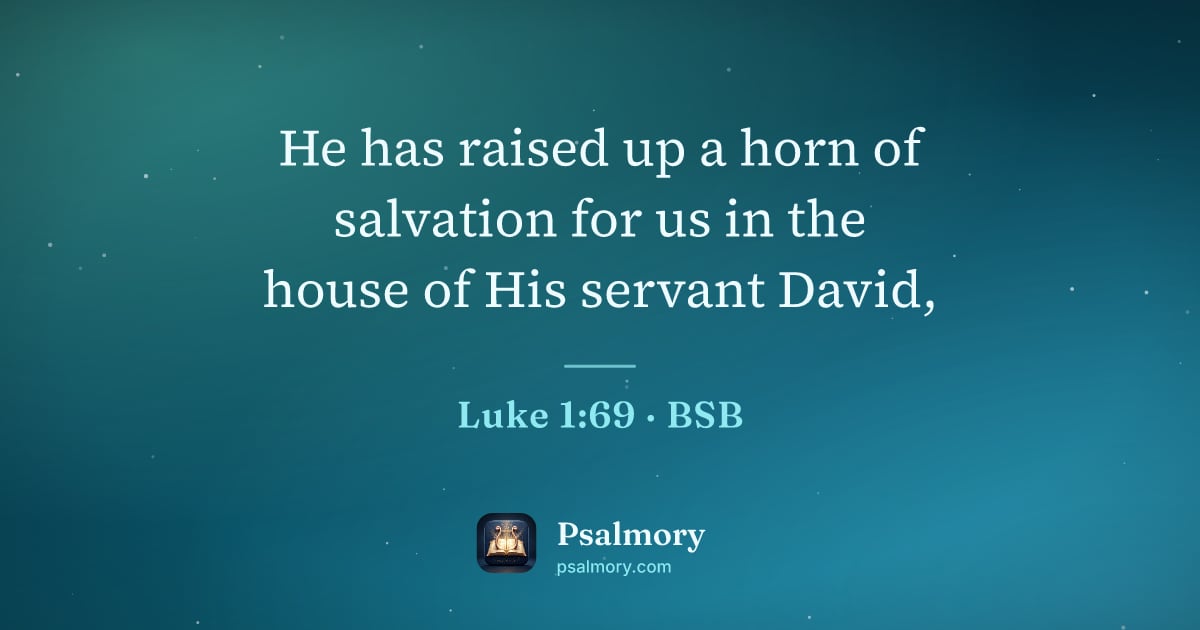 Luke 1:69 verse artwork: He has raised up a horn of salvation for us in the house of His servant David,