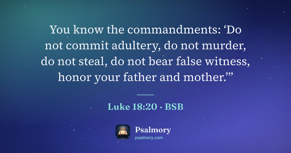 Luke 18:20 verse artwork: You know the commandments: ‘Do not commit adultery, do not murder, do not steal, do not…