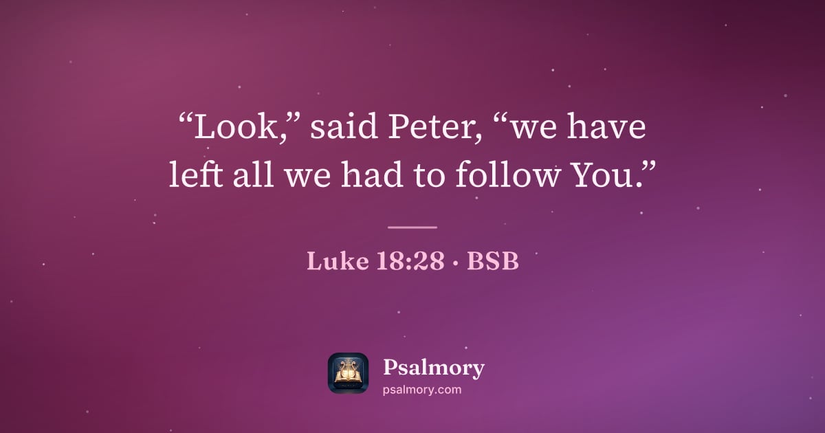 Luke 18:28 verse artwork: “Look,” said Peter, “we have left all we had to follow You.”