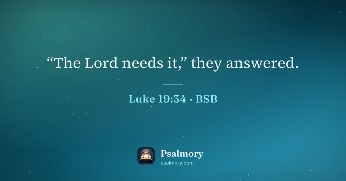 Luke 19:34 verse artwork: “The Lord needs it,” they answered.