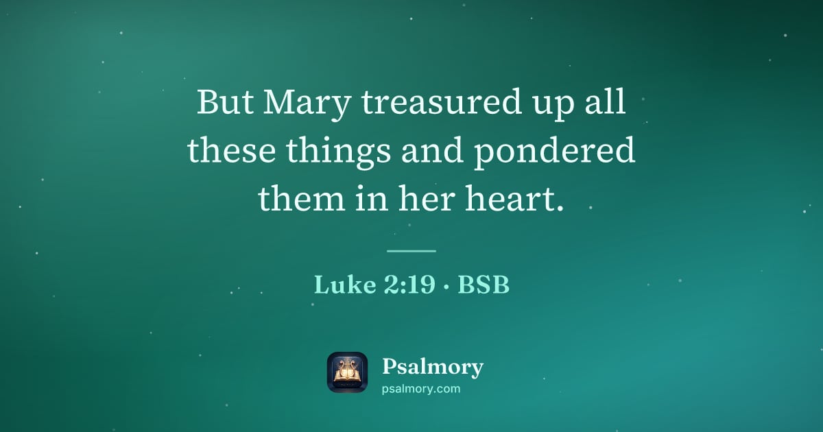Luke 2:19 verse artwork: But Mary treasured up all these things and pondered them in her heart.