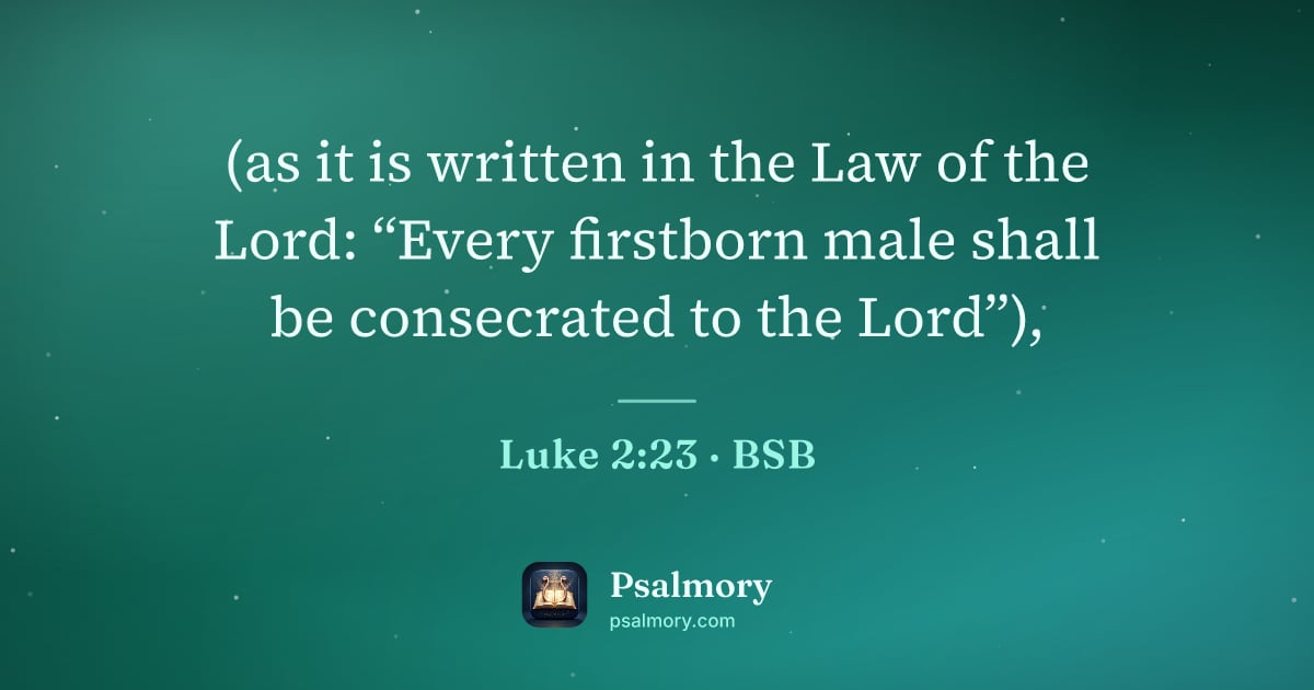 Luke 2:23 verse artwork: (as it is written in the Law of the Lord: “Every firstborn male shall be consecrated to…