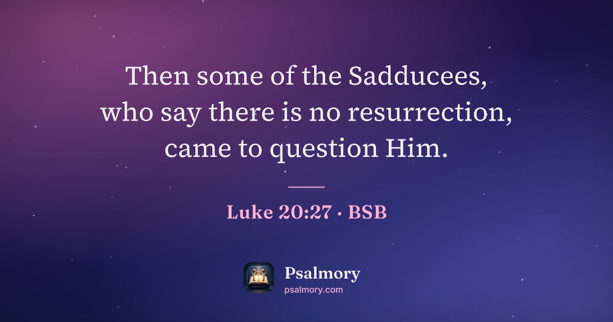 Luke 20:27 verse artwork: Then some of the Sadducees, who say there is no resurrection, came to question Him.