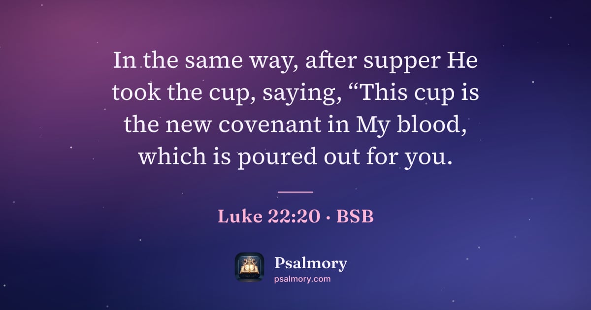 Luke 22:20 verse artwork: In the same way, after supper He took the cup, saying, “This cup is the new covenant in…