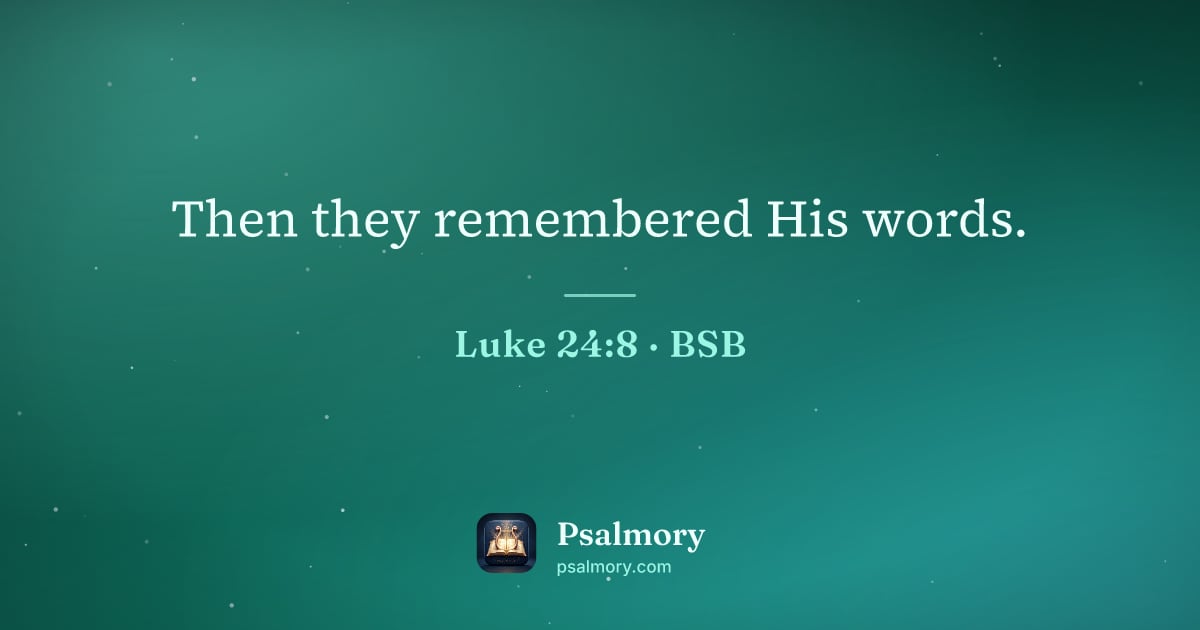 Luke 24:8 verse artwork: Then they remembered His words.