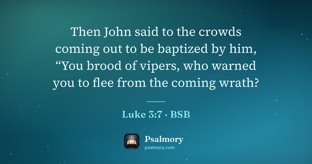 Luke 3:7 verse artwork: Then John said to the crowds coming out to be baptized by him, “You brood of vipers, who…