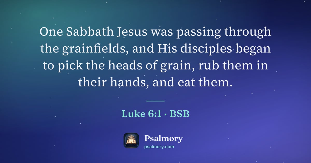 Luke 6:1 verse artwork: One Sabbath Jesus was passing through the grainfields, and His disciples began to pick…