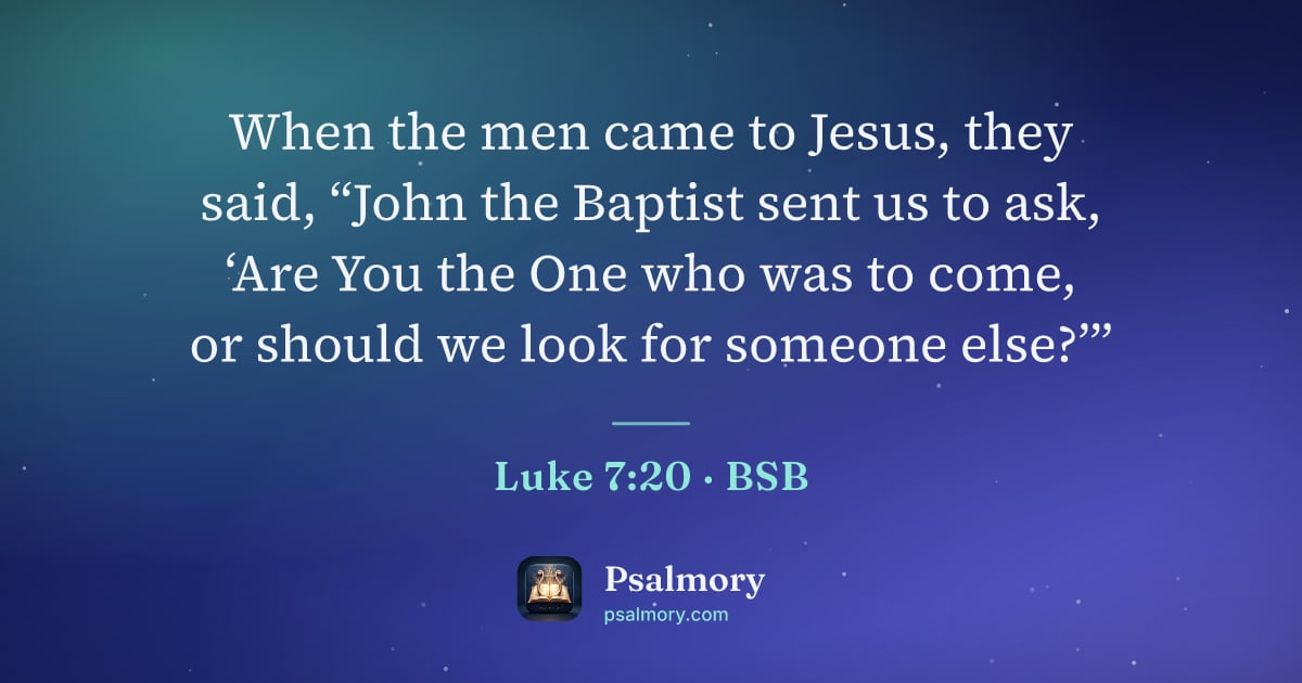 Luke 7:20 verse artwork: When the men came to Jesus, they said, “John the Baptist sent us to ask, ‘Are You the…