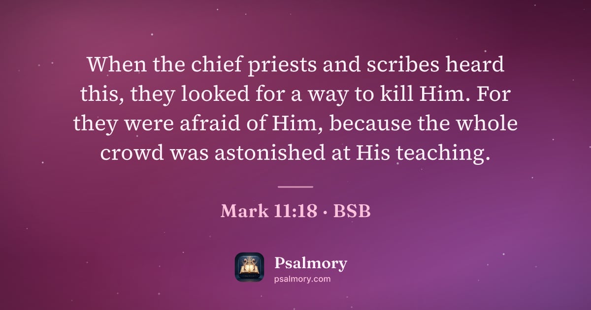 Mark 11:18 verse artwork: When the chief priests and scribes heard this, they looked for a way to kill Him. For…