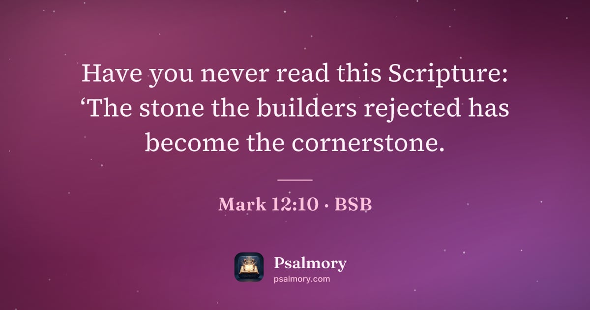 Mark 12:10 verse artwork: Have you never read this Scripture: ‘The stone the builders rejected has become the…