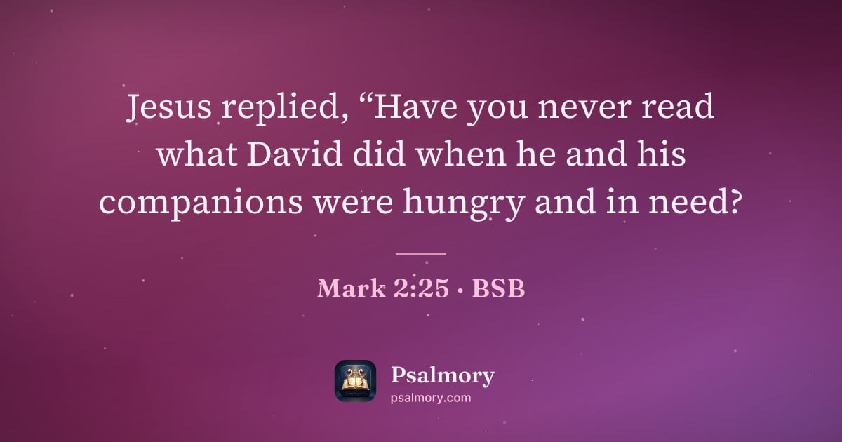 Mark 2:25 verse artwork: Jesus replied, “Have you never read what David did when he and his companions were…