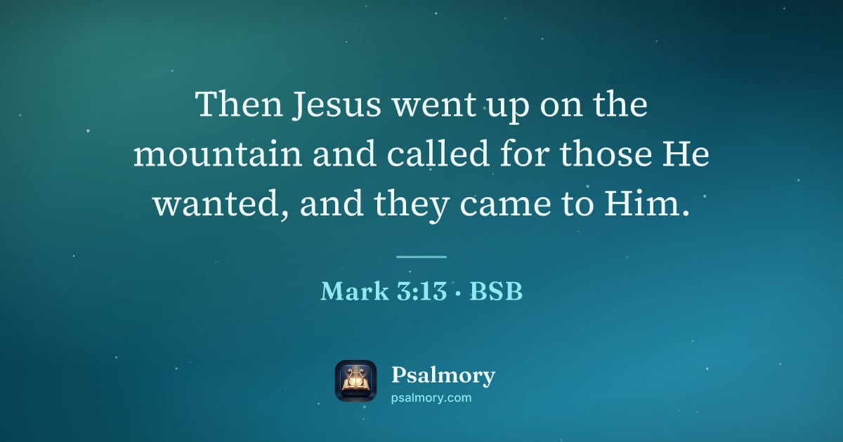 Mark 3:13 verse artwork: Then Jesus went up on the mountain and called for those He wanted, and they came to Him.
