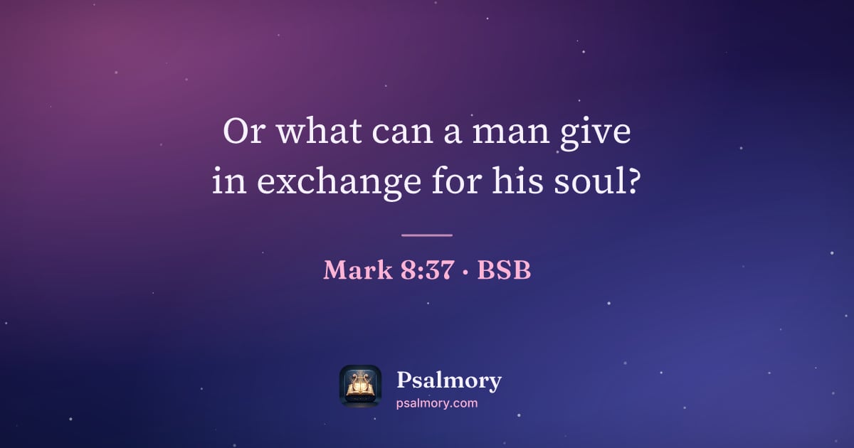 Mark 8:37 verse artwork: Or what can a man give in exchange for his soul?