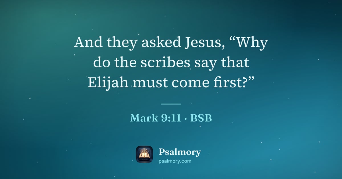 Mark 9:11 verse artwork: And they asked Jesus, “Why do the scribes say that Elijah must come first?”