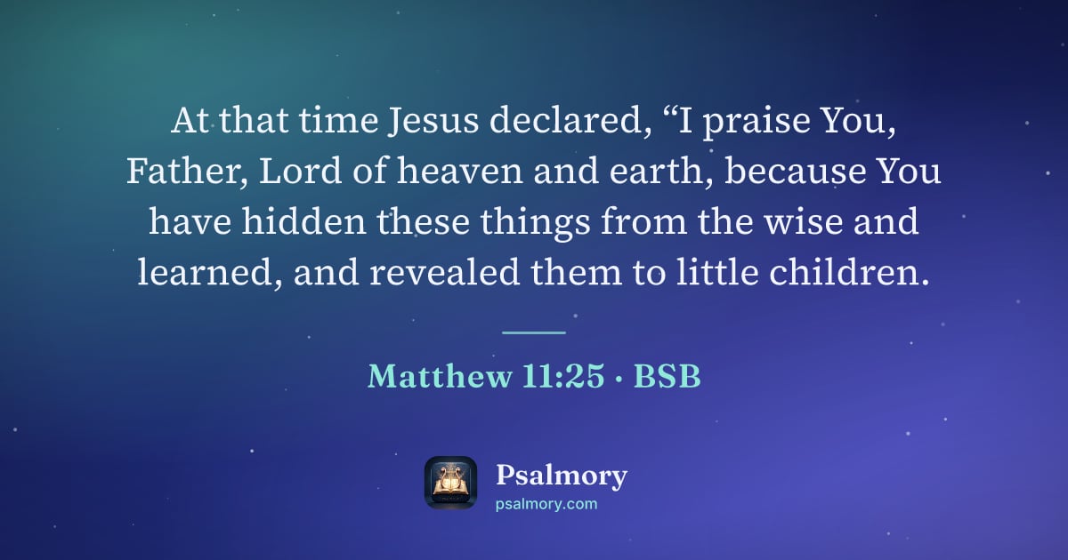 Matthew 11:25 verse artwork: At that time Jesus declared, “I praise You, Father, Lord of heaven and earth, because…
