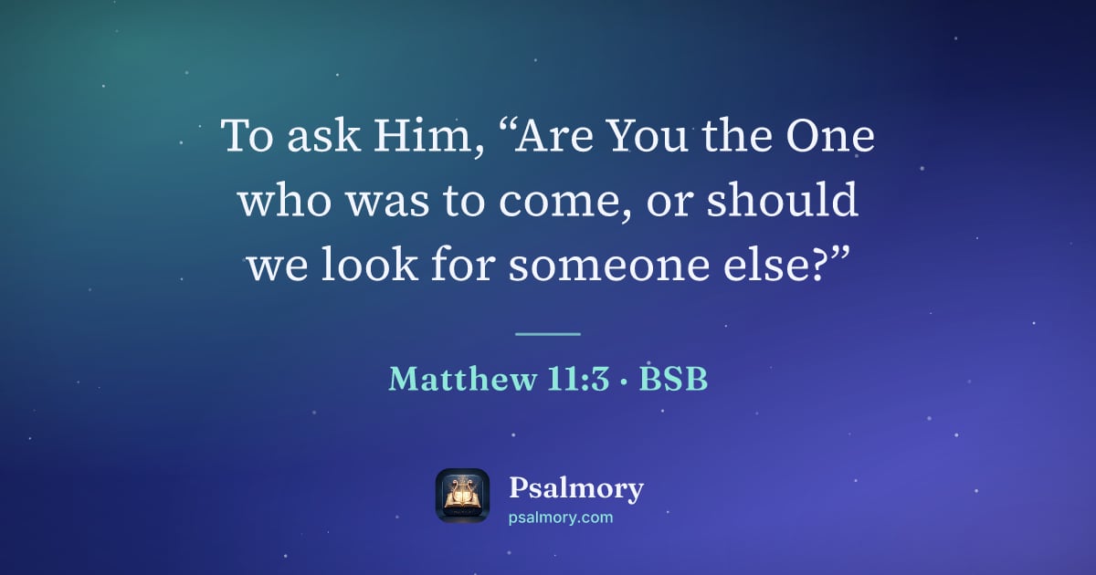 Matthew 11:3 verse artwork: To ask Him, “Are You the One who was to come, or should we look for someone else?”