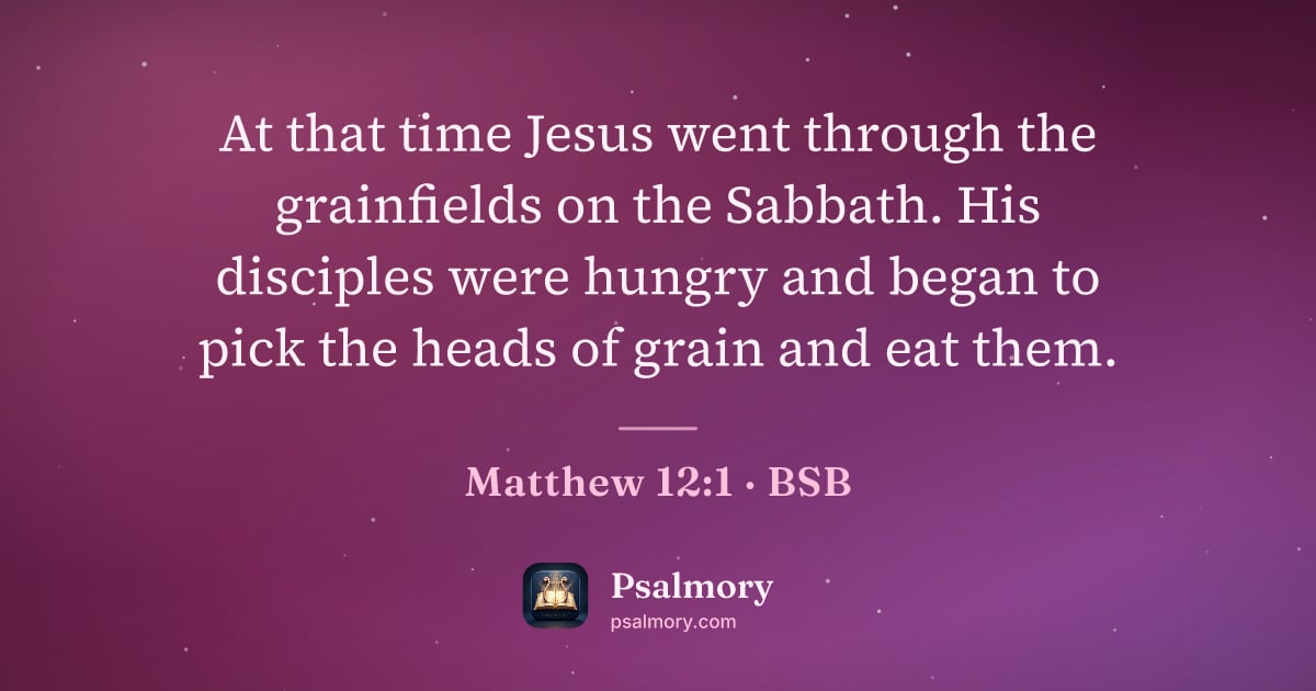 Matthew 12:1 verse artwork: At that time Jesus went through the grainfields on the Sabbath. His disciples were…