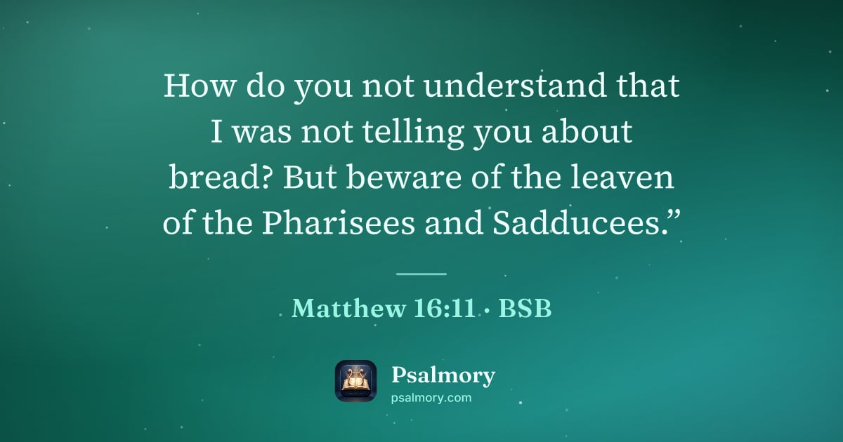 Matthew 16:11 verse artwork: How do you not understand that I was not telling you about bread? But beware of the…