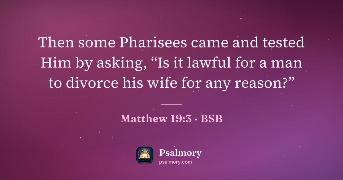 Matthew 19:3 verse artwork: Then some Pharisees came and tested Him by asking, “Is it lawful for a man to divorce…