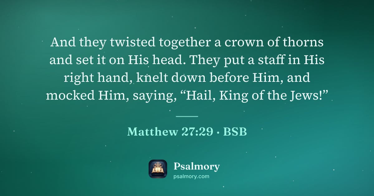 Matthew 27:29 verse artwork: And they twisted together a crown of thorns and set it on His head. They put a staff in…