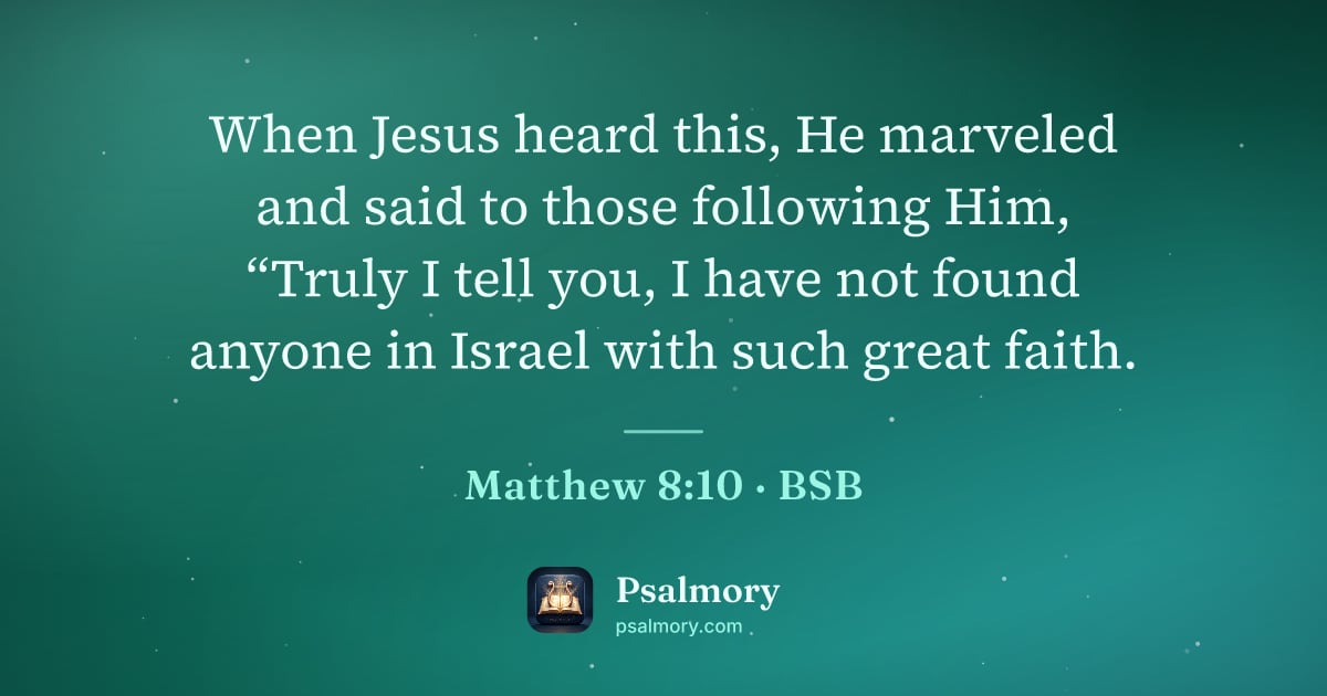 Matthew 8:10 verse artwork: When Jesus heard this, He marveled and said to those following Him, “Truly I tell you, I…