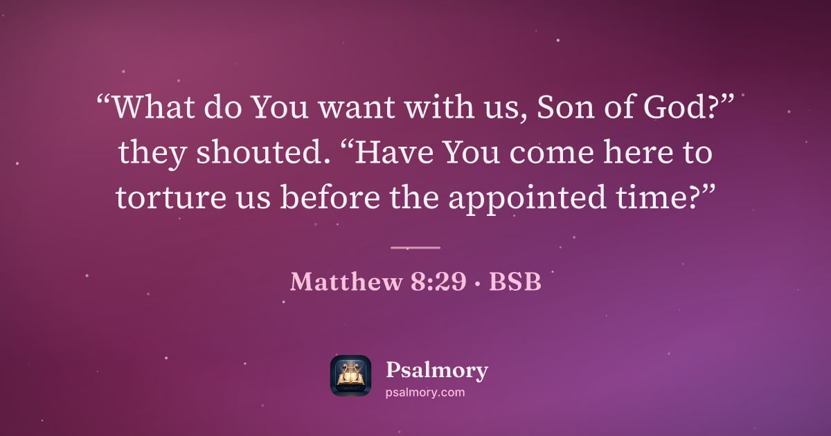 Matthew 8:29 verse artwork: “What do You want with us, Son of God?” they shouted. “Have You come here to torture us…