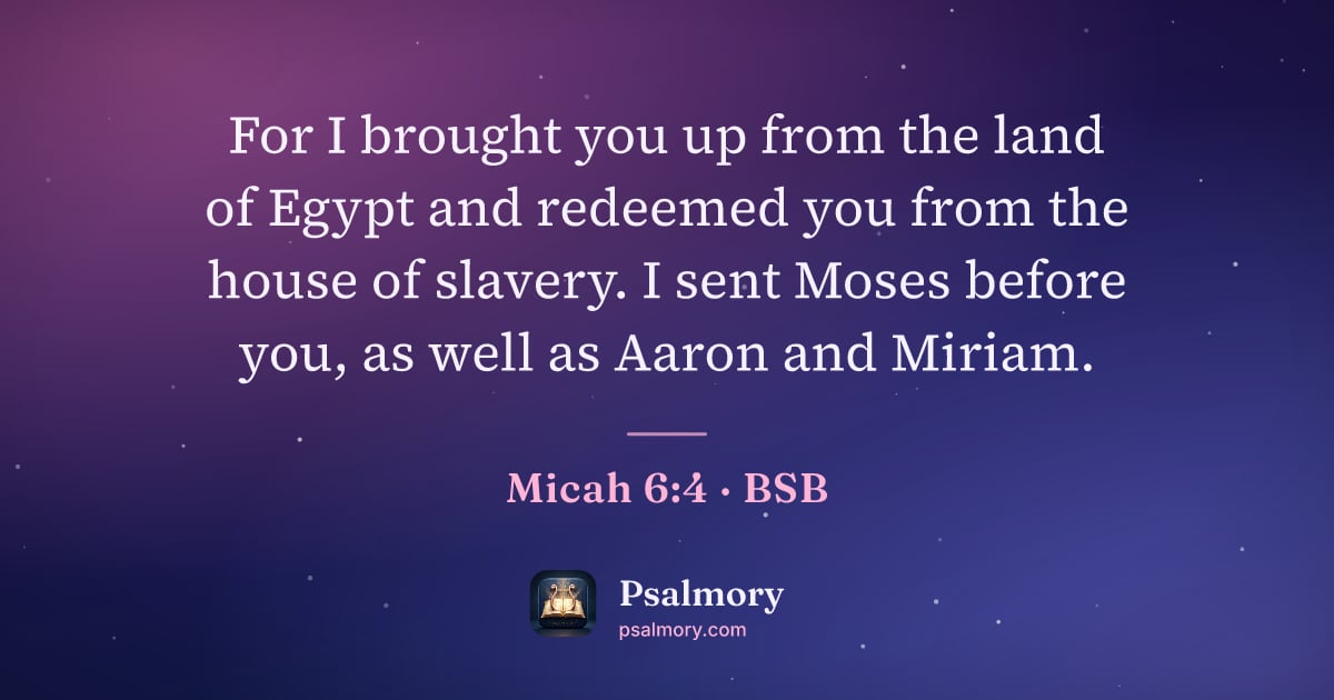 Micah 6:4 verse artwork: For I brought you up from the land of Egypt and redeemed you from the house of slavery.…
