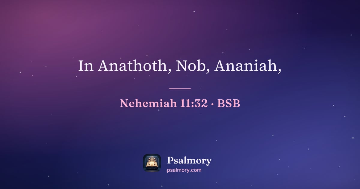 Nehemiah 11:32 verse artwork: In Anathoth, Nob, Ananiah,