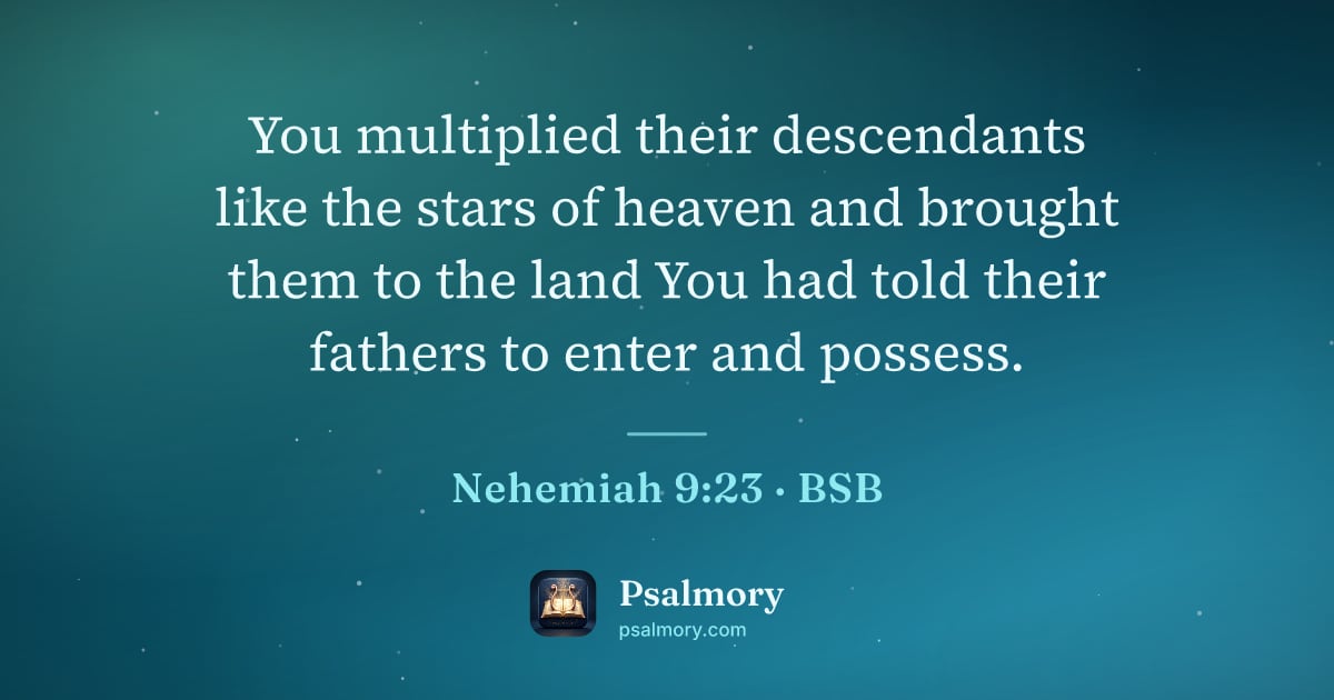 Nehemiah 9:23 verse artwork: You multiplied their descendants like the stars of heaven and brought them to the land…