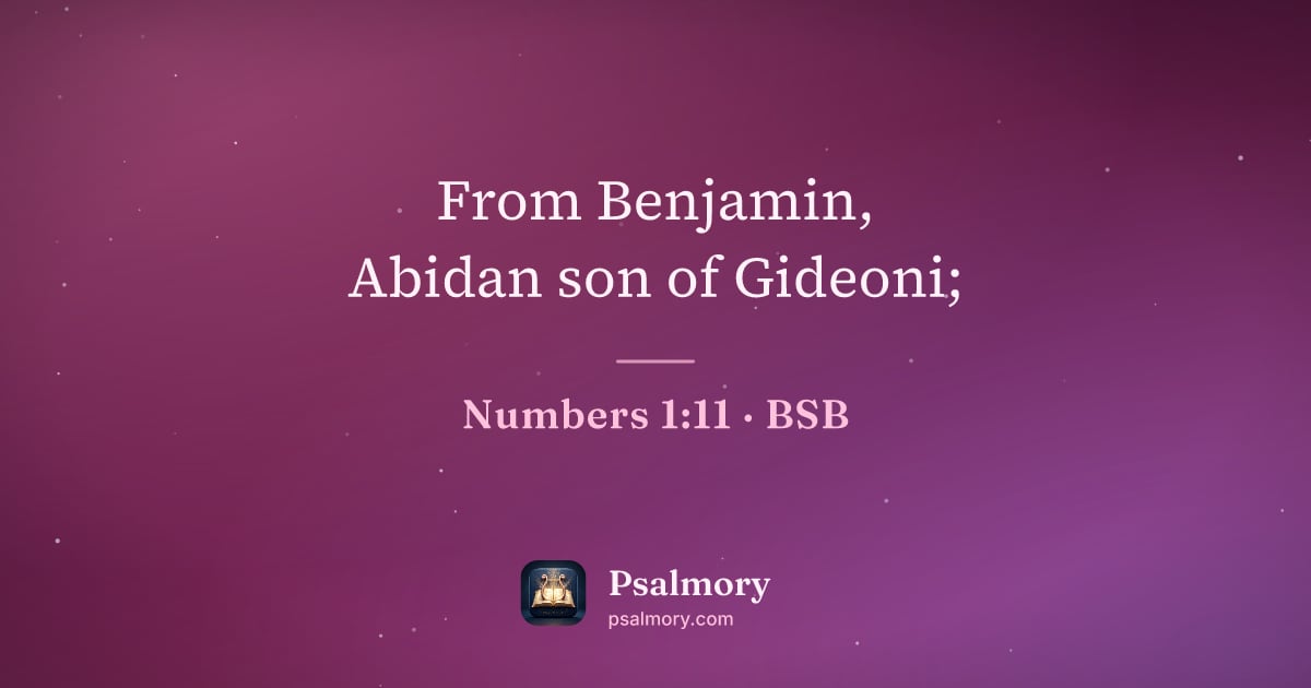 Numbers 1:11 verse artwork: From Benjamin, Abidan son of Gideoni;