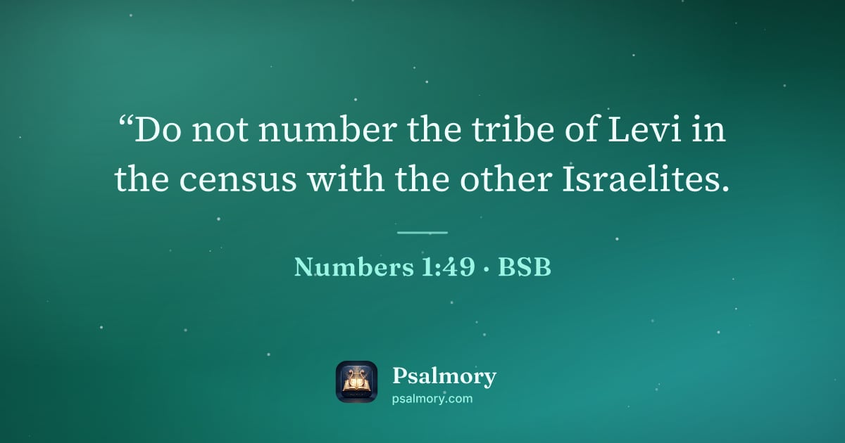 Numbers 1:49 verse artwork: “Do not number the tribe of Levi in the census with the other Israelites.
