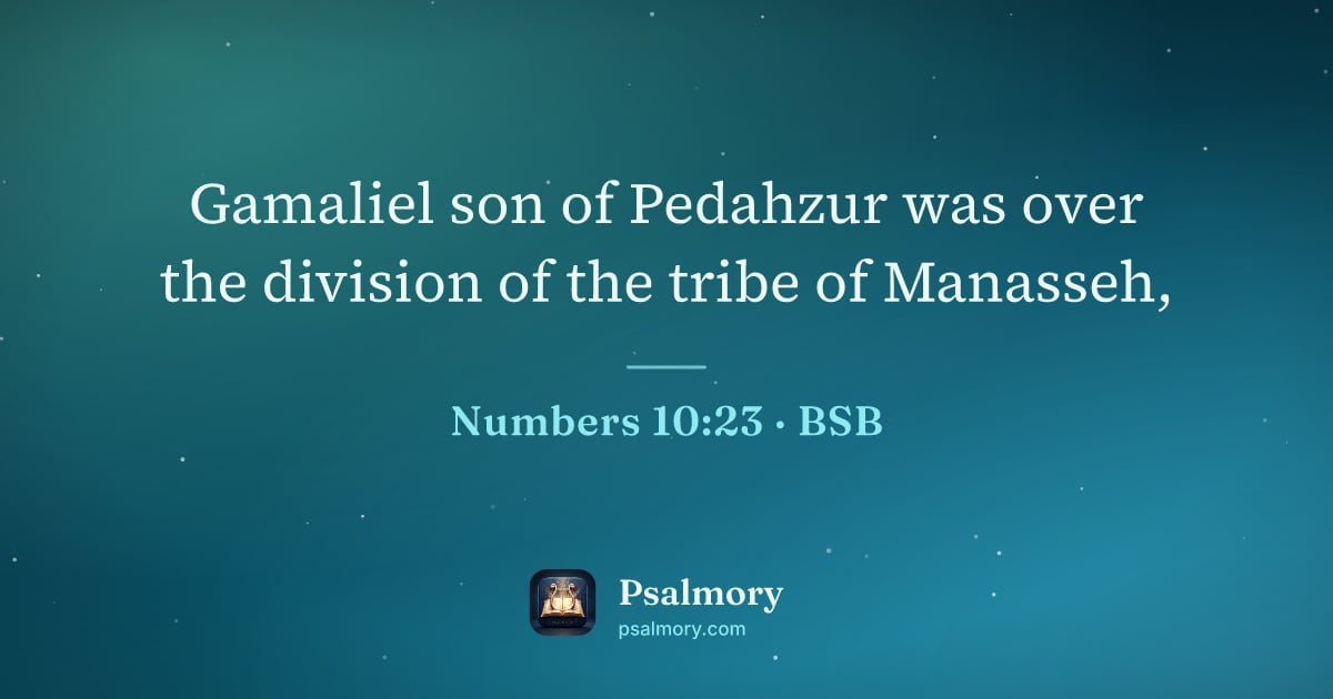 Numbers 10:23 verse artwork: Gamaliel son of Pedahzur was over the division of the tribe of Manasseh,