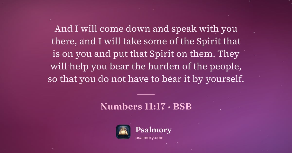 Numbers 11:17 verse artwork: And I will come down and speak with you there, and I will take some of the Spirit that…