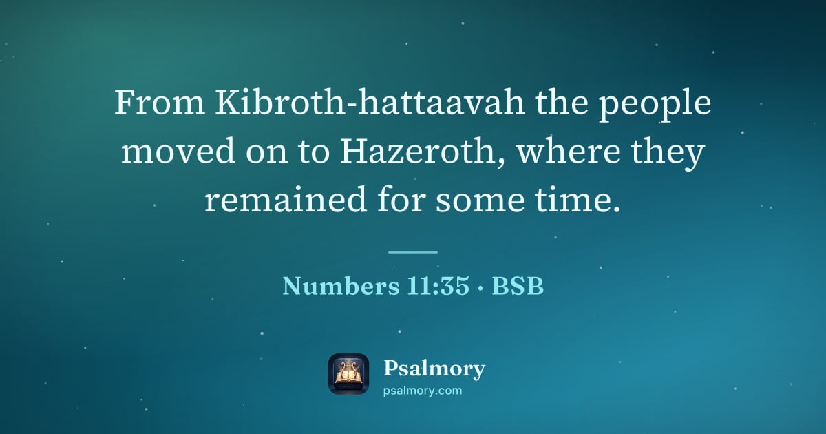Numbers 11:35 verse artwork: From Kibroth-hattaavah the people moved on to Hazeroth, where they remained for some time.