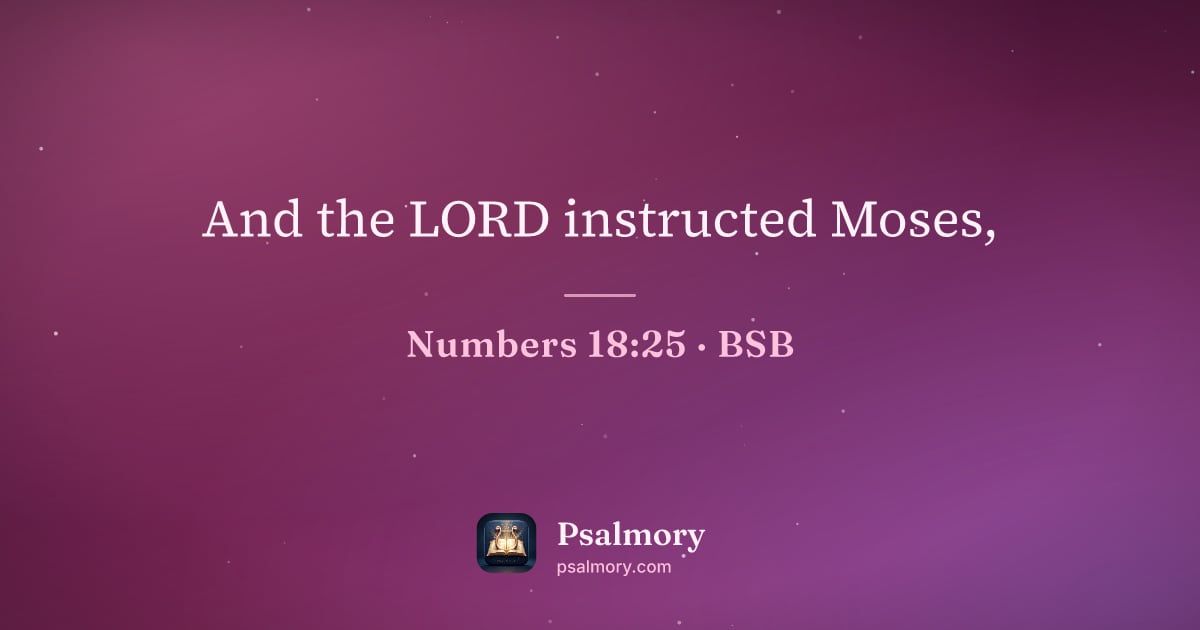 Numbers 18:25 verse artwork: And the LORD instructed Moses,