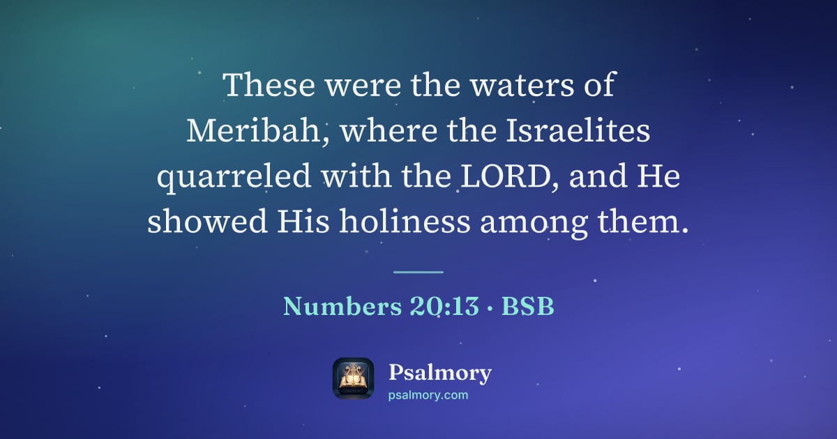 Numbers 20:13 verse artwork: These were the waters of Meribah, where the Israelites quarreled with the LORD, and He…