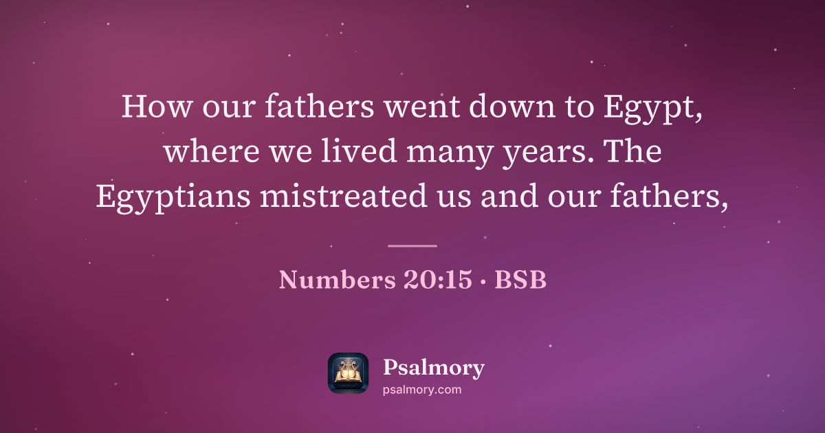 Numbers 20:15 verse artwork: How our fathers went down to Egypt, where we lived many years. The Egyptians mistreated…