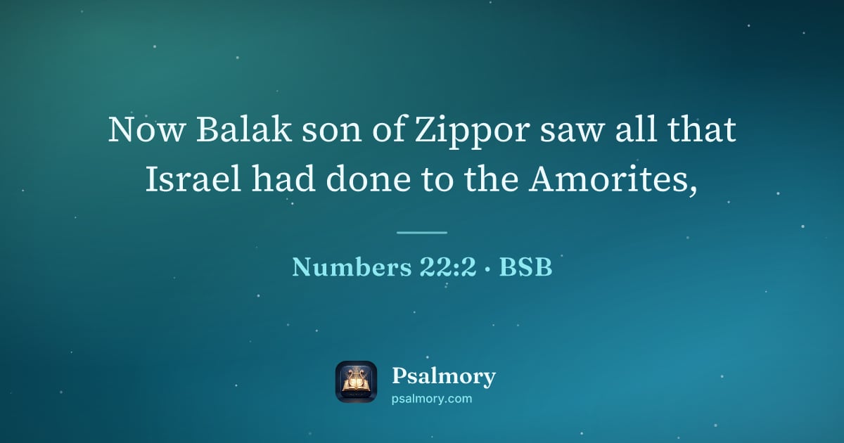Numbers 22:2 verse artwork: Now Balak son of Zippor saw all that Israel had done to the Amorites,