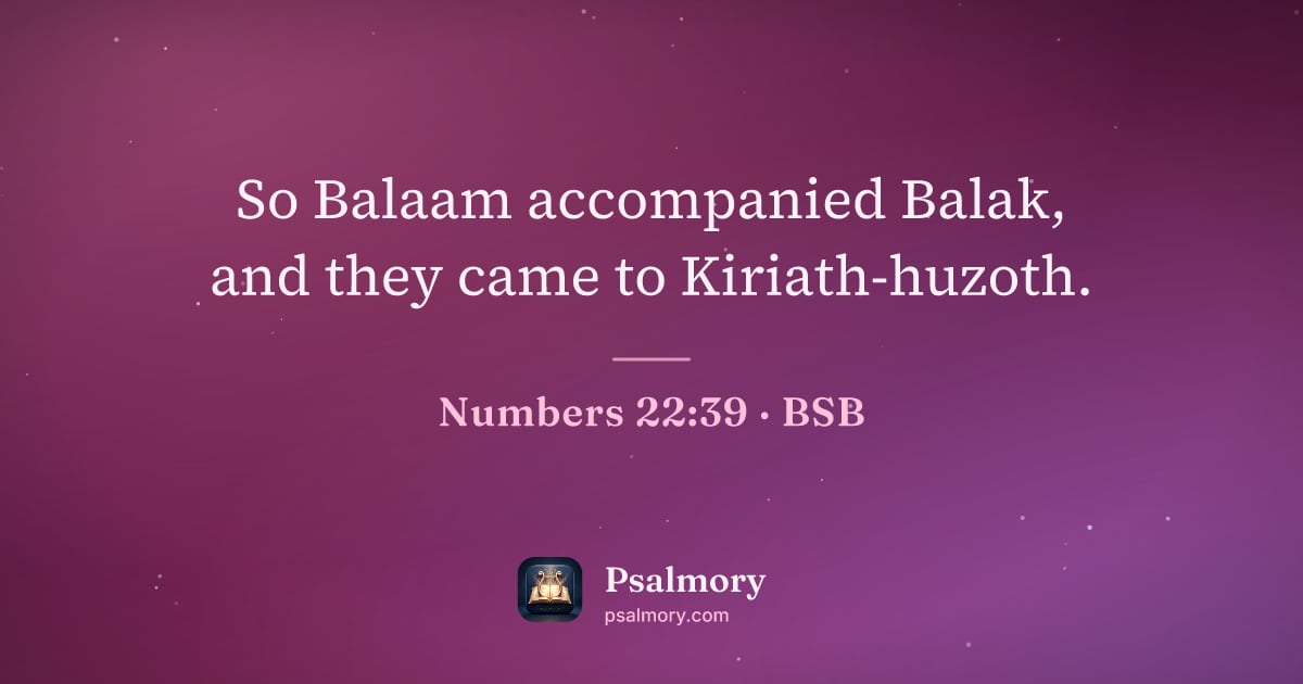 Numbers 22:39 verse artwork: So Balaam accompanied Balak, and they came to Kiriath-huzoth.