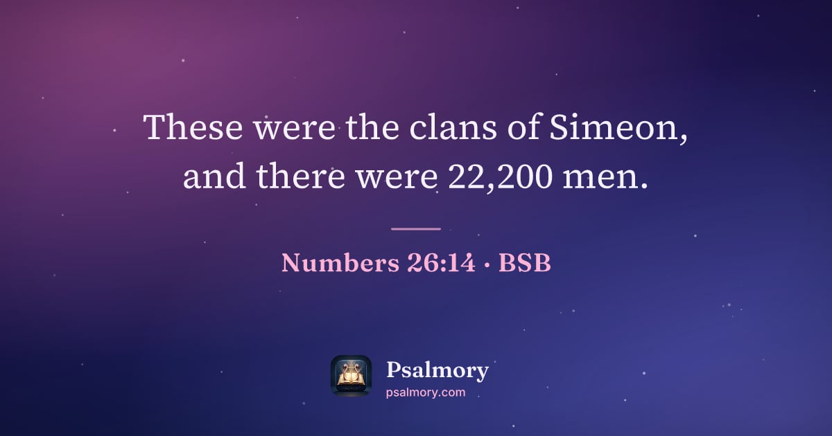 Numbers 26:14 verse artwork: These were the clans of Simeon, and there were 22,200 men.