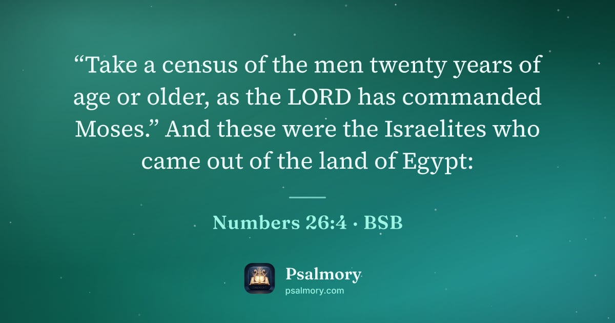 Numbers 26:4 verse artwork: “Take a census of the men twenty years of age or older, as the LORD has commanded…