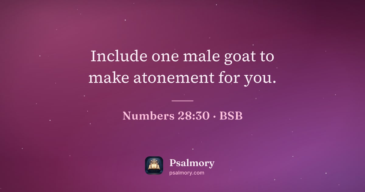 Numbers 28:30 verse artwork: Include one male goat to make atonement for you.