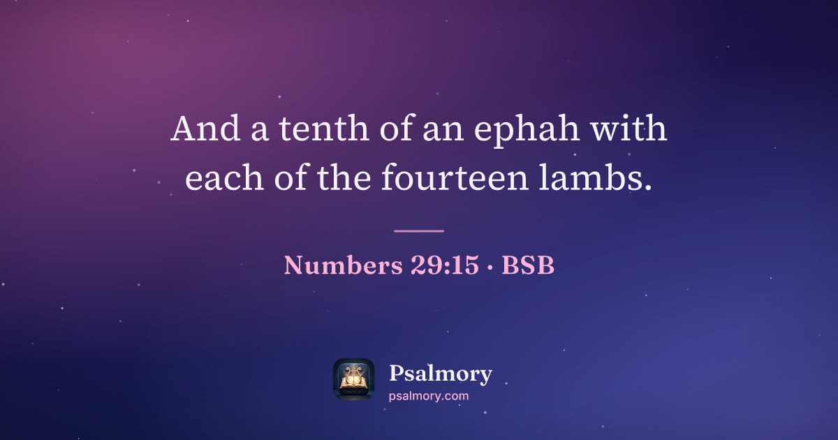 Numbers 29:15 verse artwork: And a tenth of an ephah with each of the fourteen lambs.