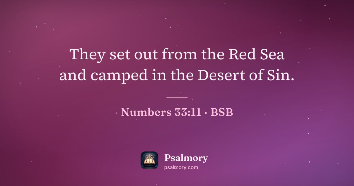 Numbers 33:11 verse artwork: They set out from the Red Sea and camped in the Desert of Sin.