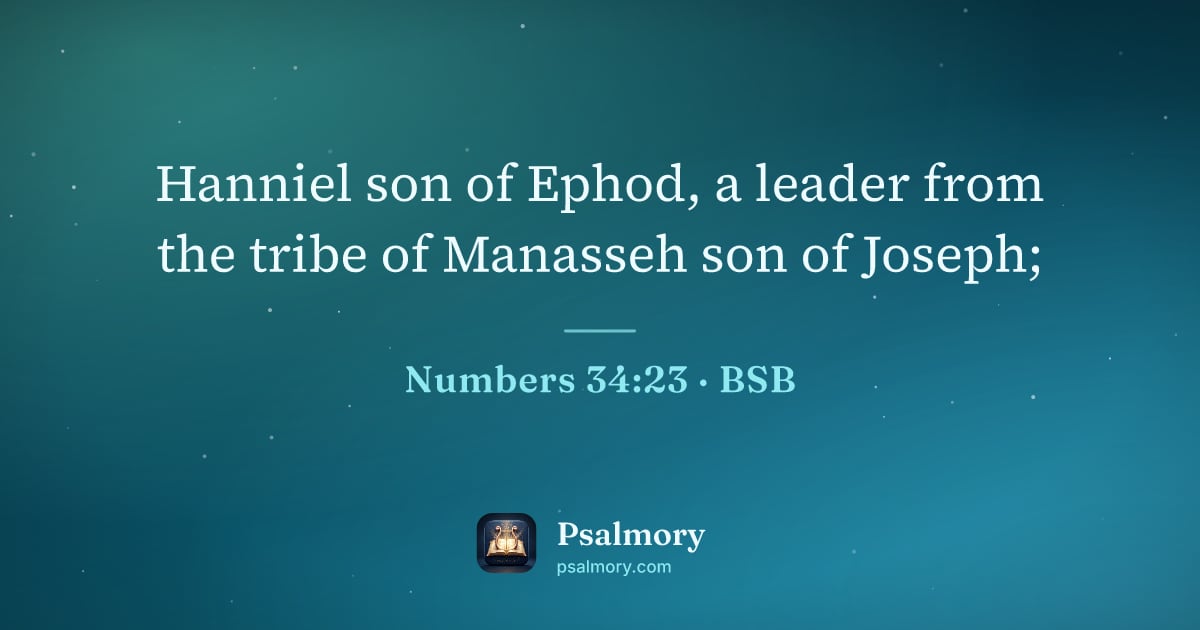 Numbers 34:23 verse artwork: Hanniel son of Ephod, a leader from the tribe of Manasseh son of Joseph;